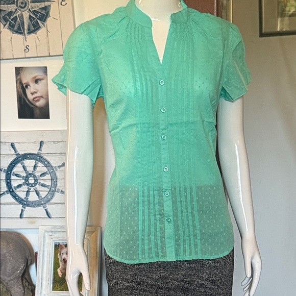 NWT northern reflections size small  cotton Green Button-Up Blouse - Picture 2 of 9